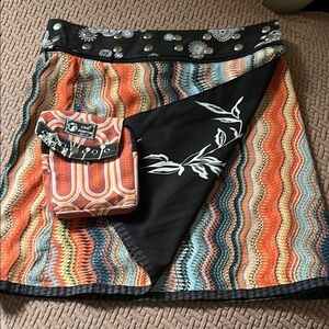 Colorful Wrap Skirt with Pocket